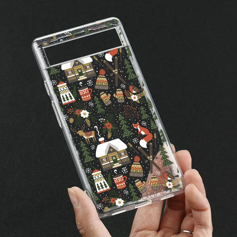 Christmas Tree Pattern Phone Case For Google Pixel 9 Pro XL 8A 7 8 Pro 6A 5G Clear Soft TPU Cover Coque