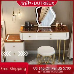 Bedroom Makeup Dressing Table Nail Mirror Desk Chair Light White Storage Vanity Table Drawers Penteadeira Postmodern Furniture