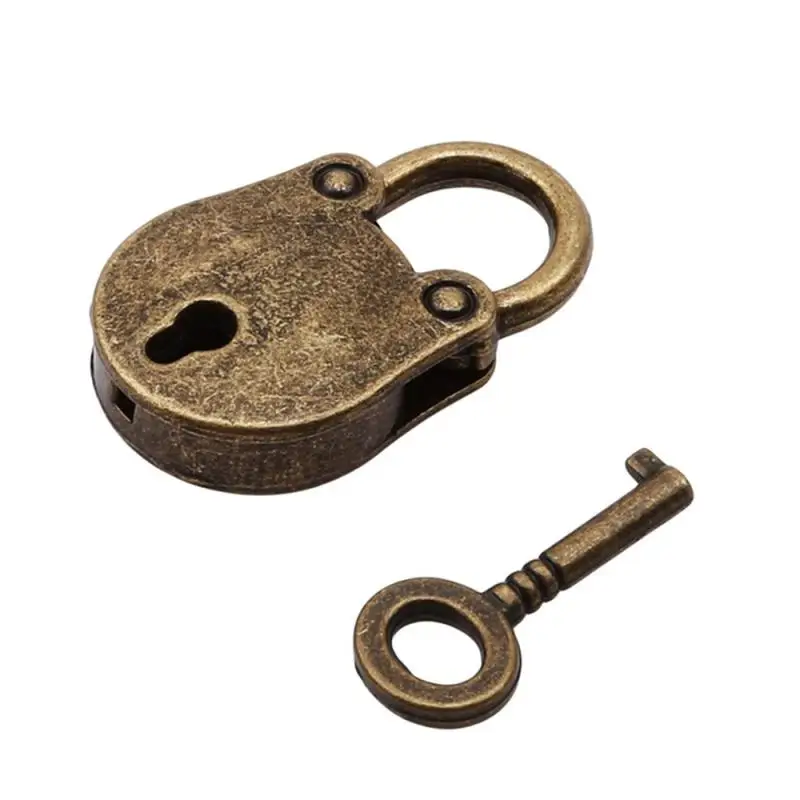 Metal Old Vintage Style Mini Padlock Small Luggage Box Key Lock Copper Color Lot Of 3 Home Usage Hardware Decoration