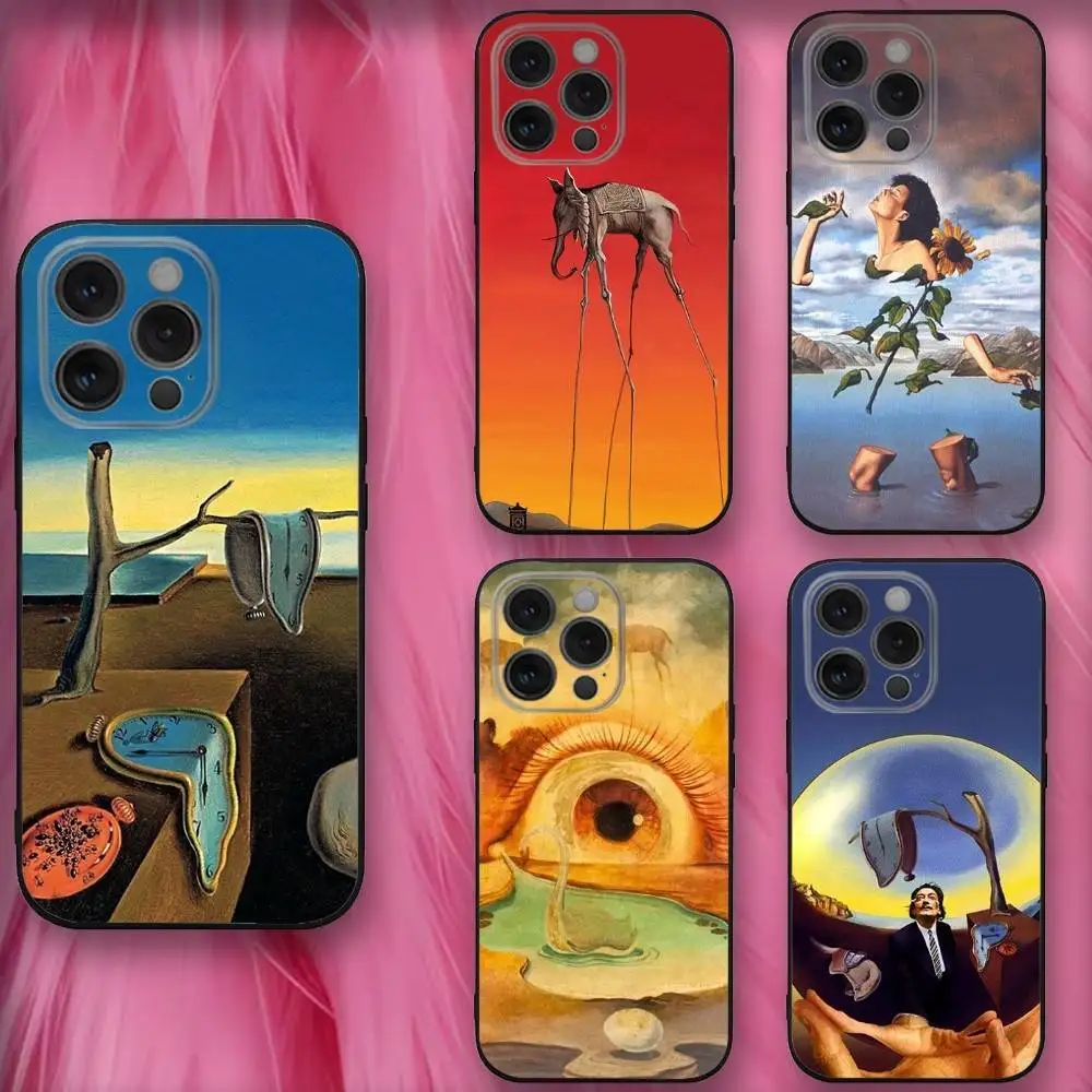 

Art S-Salvadors Dalis Phone Case For iPhone 16,se4,15,14,13,12,11,Pro,X,XS,Max,XR,Plus,Mini Soft Black Cover