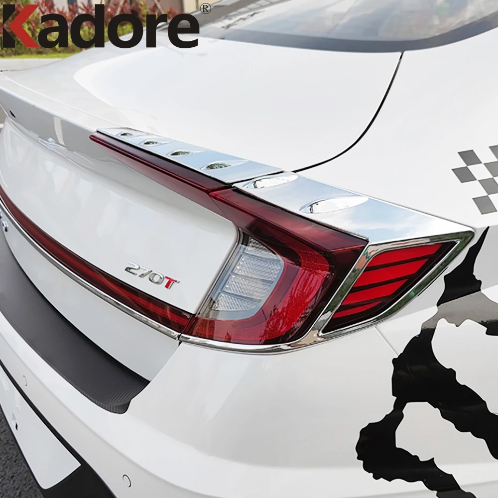 Rear Tail Light Lamp Cover Trim For Hyundai Sonata 2020 2021 2022 2023 Carbon Fiber Car Taillight Molding Trims Accessories