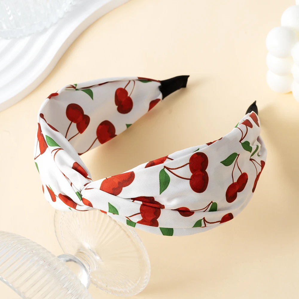 CHANEL Ribbon Red and White Cherry-Print Headband Cherry Dreams Hair Bow | Cherry Print Girls Hair Accessory  main image 3