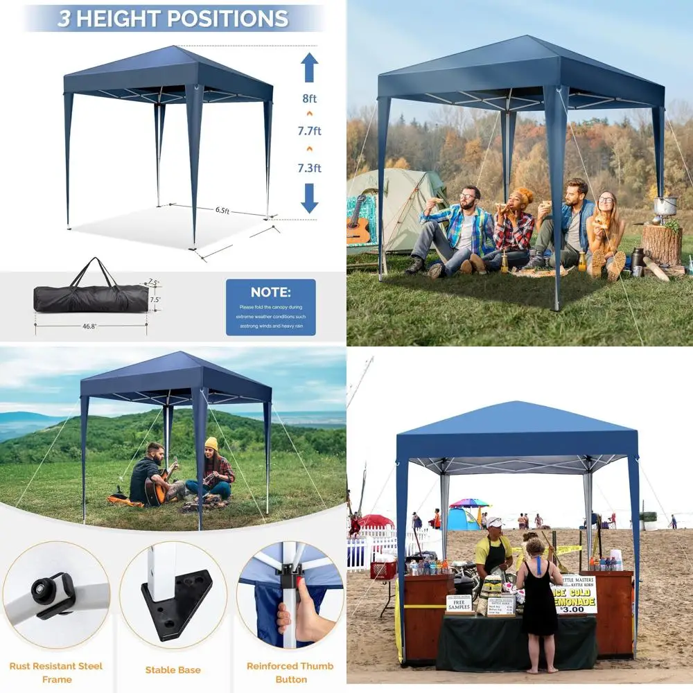 

Складной уличный тент-шатер 6.5x6.5 м - портативное укрытие для кемпинга, патио, вечеринок (синий)