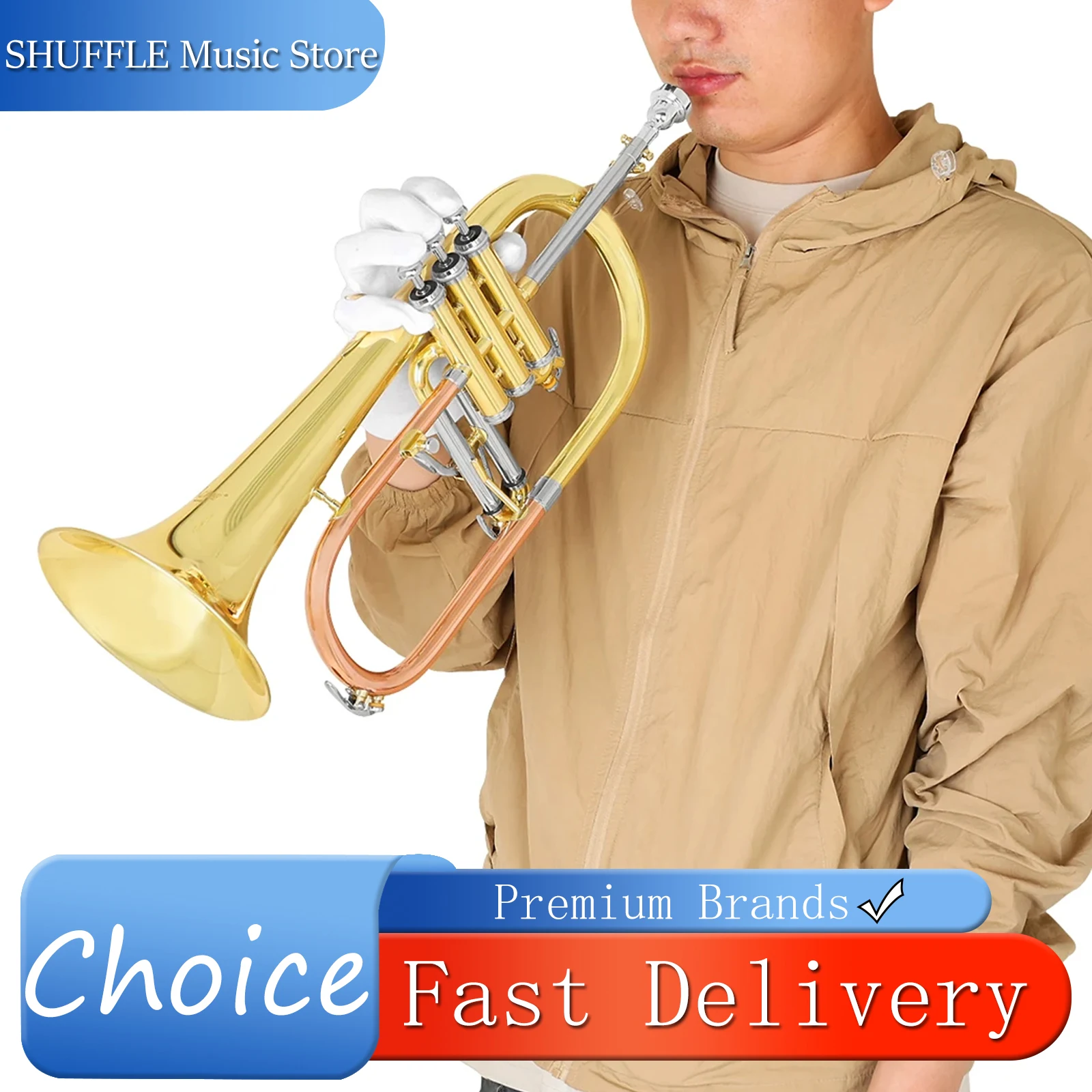 SLADE Flugelhorn النحاس الجسم الذهب ورنيش Bb Flugelhorns المهنية Flugelhorn أداة النحاس للمبتدئين والأداء #1