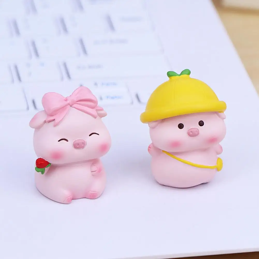 Animal Figurine Cartoon Lovely Adorable Fine Workmanship Mini Office Decor Eco-friendly Lie Pigs Desktop Ornament Car Decor