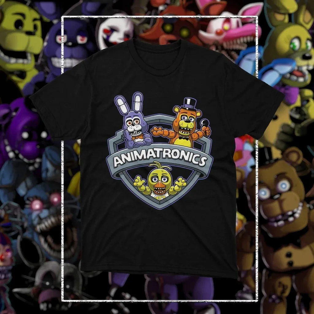 Five Nights at Freddy's FNAF Grafik-T-Shirt, Unisex Rundhals Baumwolle Kurzarm Y2K Oversized Lässige Streetwear Mode