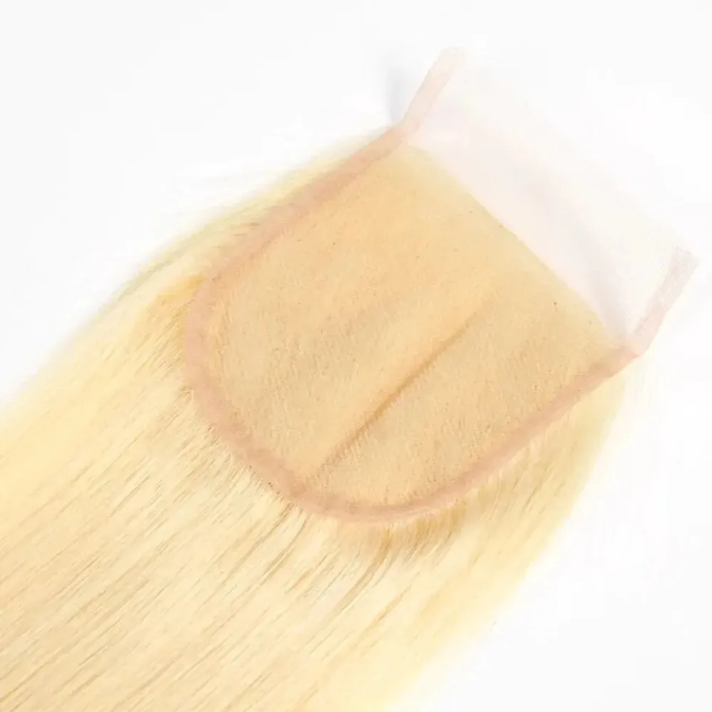613 # 4x4 Lace Closure aus glattem Echthaar mit gebleichten Knoten, Haarteil für Frauen, für den täglichen Gebrauch, Hochzeiten, Partys, mit natürlichem Haaransatz, für den Alltag. – Detail 1