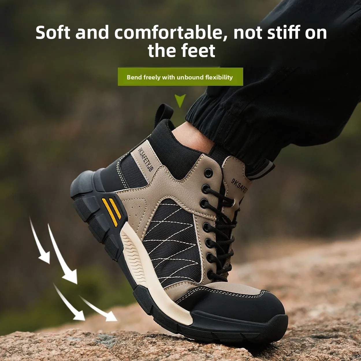 작업용 안전화 남성용 절연 강철 발가락 보호 부드러운 밑창 안전 통기성 운동화 펑크 방지 내마모성 경량