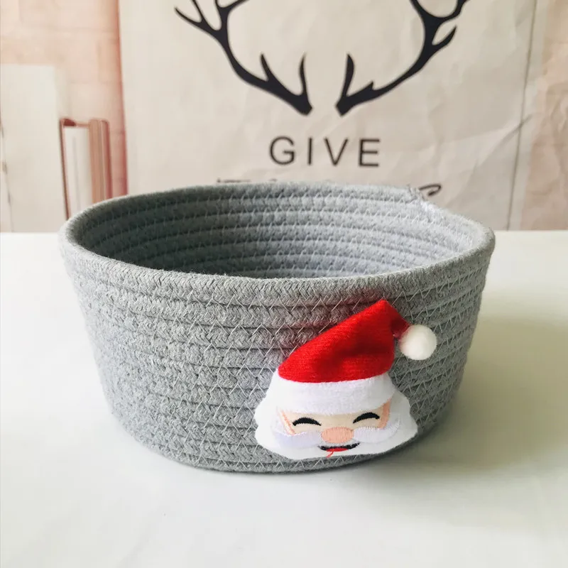 Christmas Present Candy Storage Baskets Cotton rope Hand Woven Storage Basket Kids Toys Desktop Organizer Sundries Storage Box