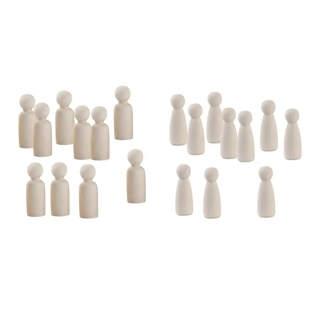 10Pc Unpainted Art Wooden People Peg Dolls Craft Figurine Men/Woman Peg Doll