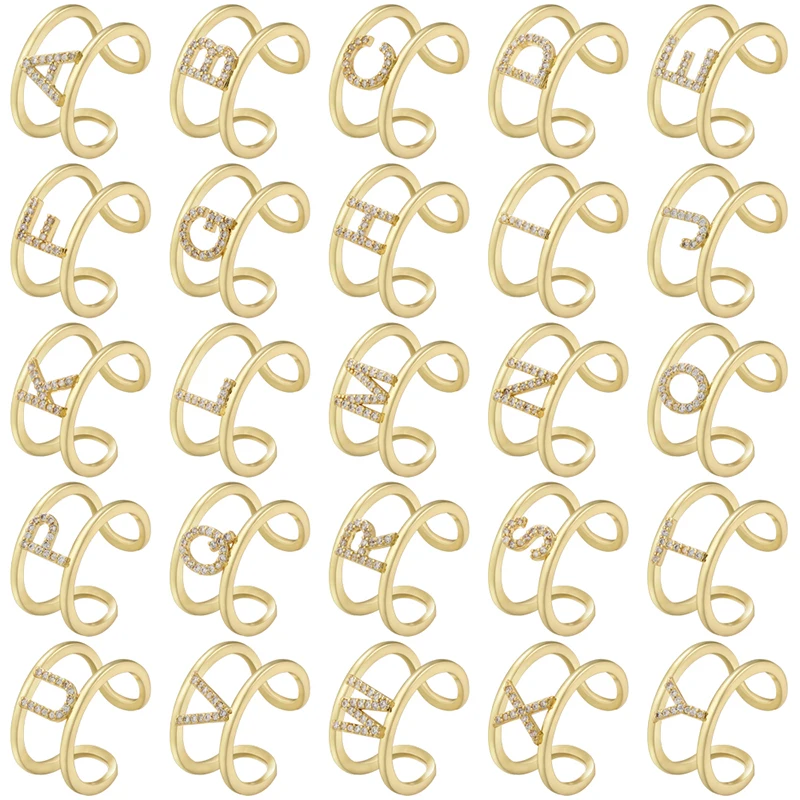 HECHENG， A-z Letter Adjustable Rings Silver Color Alphabet Initials Name Rings For Women Birthday Gifts Party Jewelry Wholesale