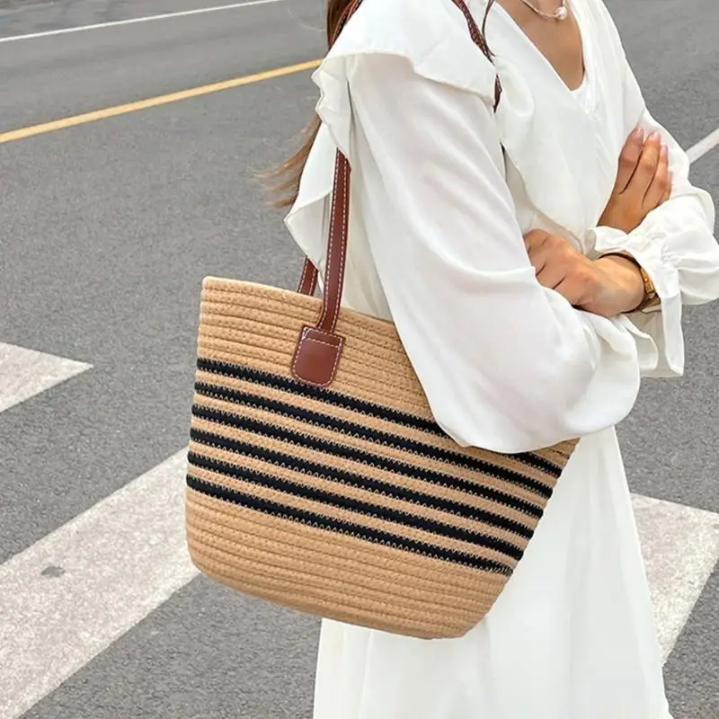 

X90D Fashion Beach Bag for Women Large Capacity Armpit Bag Straw Bag Shoulder Bag