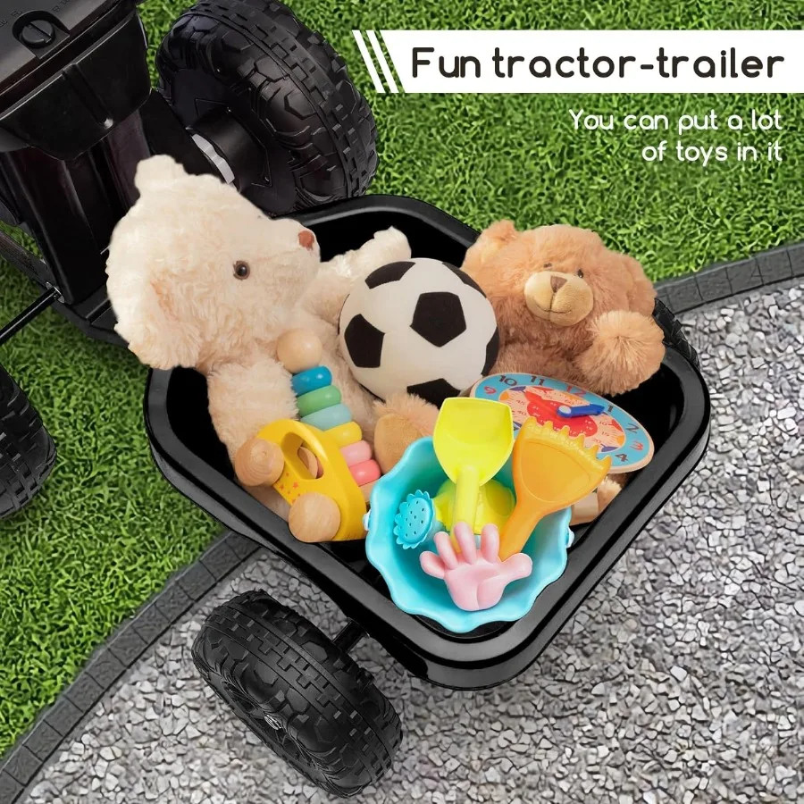 Giocattoli da corsa per bambini, quad ATV per bambini da 6 V con rimorchio per bambini di 3 anni, auto da corsa elettrica con pneumatici resistenti all'usura, musica, per