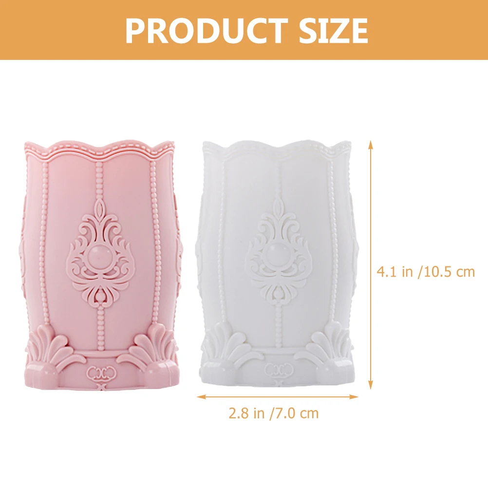 

2pcs Makeup Brush Holder Pen Holder Container Storage Organizer For Desk Vanity Tools Plastic Brush Storage