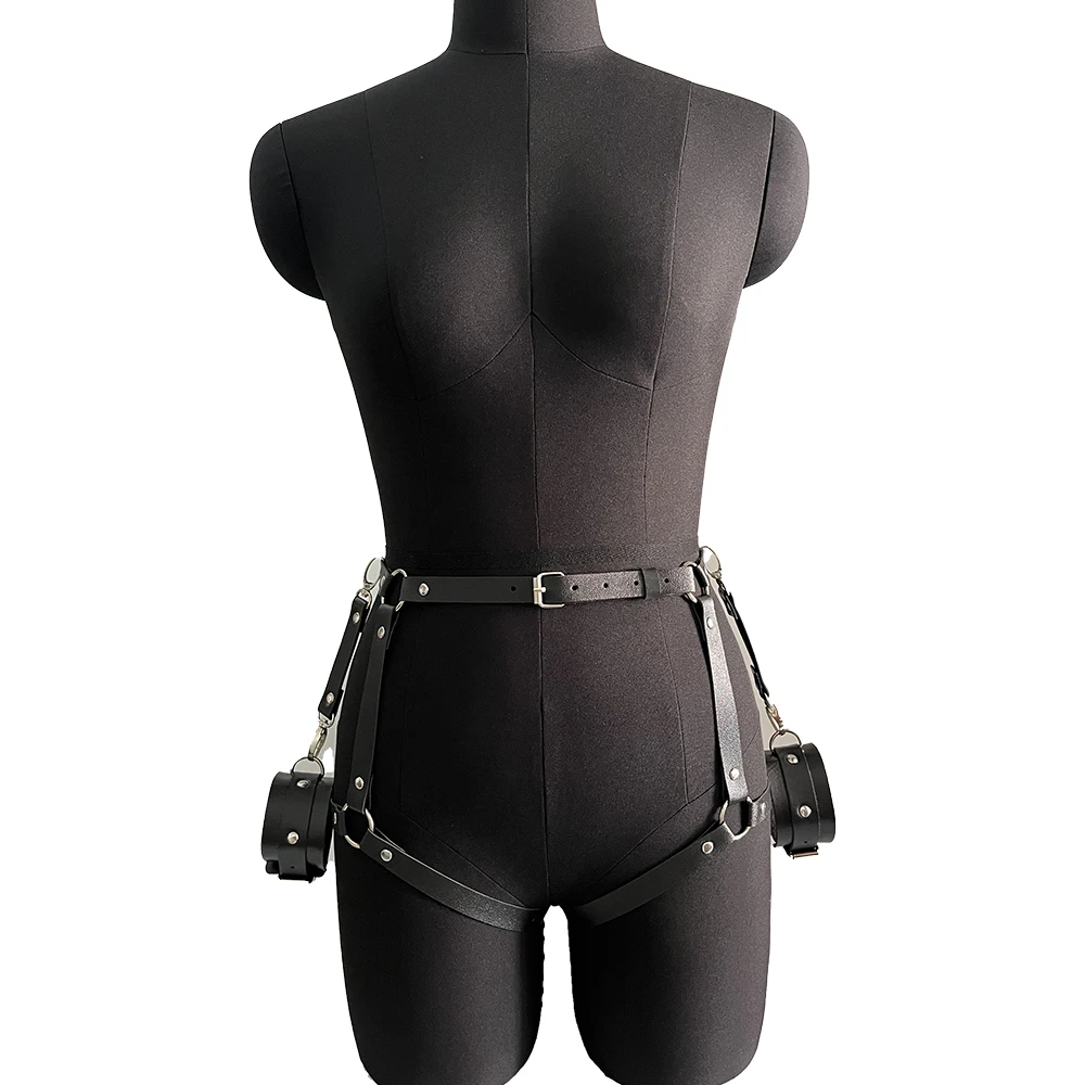 Faux Full Leather Harness Garter Belt Chest Harness Adjustable Suspenders Body Lingerie Bondage Goth Adult Sex Accessories