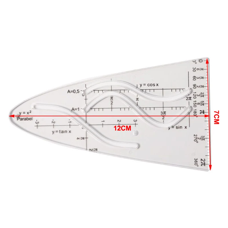 Cosine regla específica de Función científica, cuerdas de dibujo, arcos y reglas para gráficos de funciones matemáticas