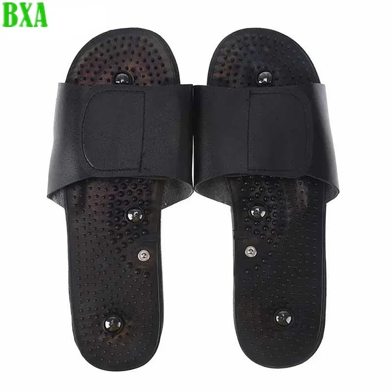 

1 Pair of 2 Pieces Massage Electrode Slippers Tens Treatment Slippers Body Foot Relaxation Massager Machine Physiotherapy Black
