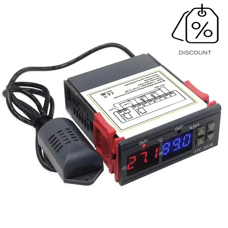 ABMF-STC-3028 Цифровой термостат Термометр Гигрометр Контроллер температуры и влажности Регулятор 12 В