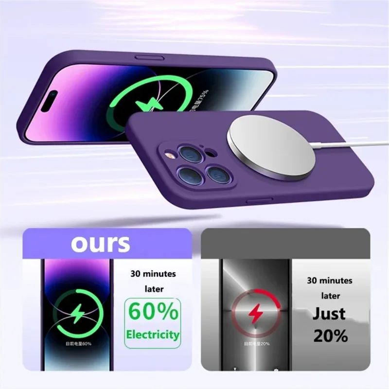حافظة هاتف Magsafe من السيليكون السائل الفاخر لهاتف آيفون 17 Air 16 17 Pro Max 14 15 12 13 غطاء شحن لاسلكي مغناطيسي صغير #6
