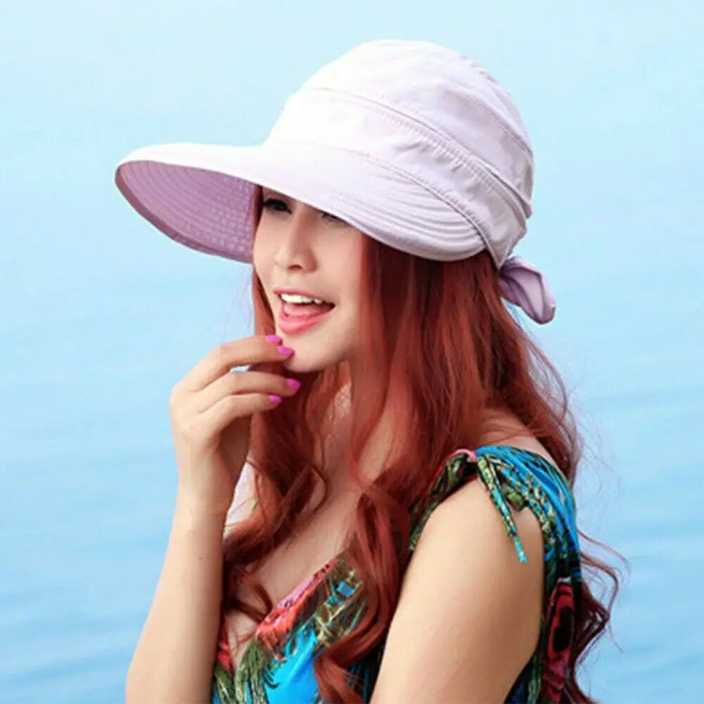 

Women Ladies Visor Foldable Wide Brim Beach Hat Outdoor Cap Sun Hat