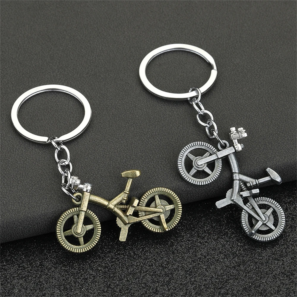 Mini Simulation Bike Keychains Vintage Metal Bicycle Pendant Car Key Holder Creative Women Men Bag Charms Key Ring Souvenir Gift