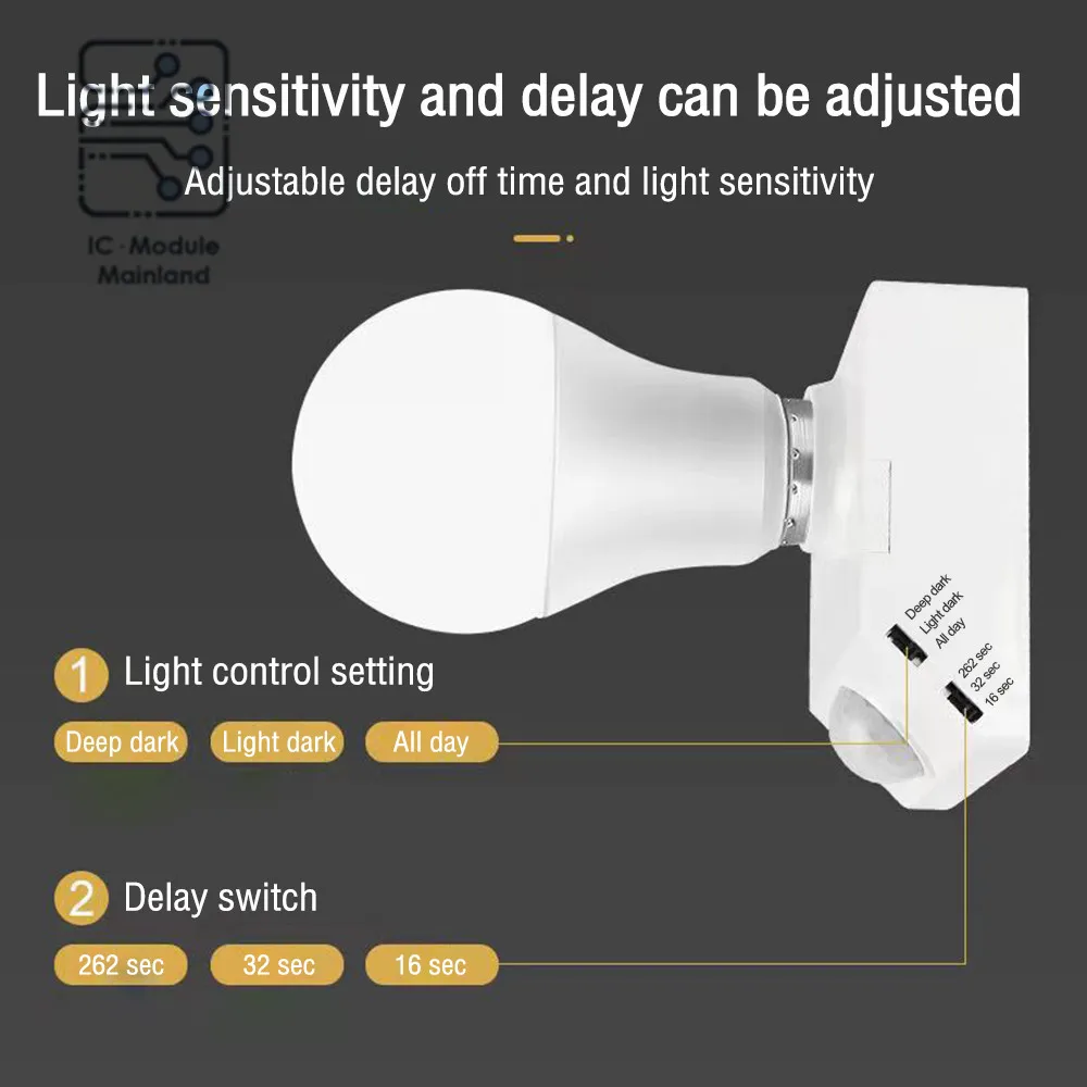 AC110-240V E27 LED Bulb Base Body Sensor With Infrared Sensor Sensor Light Socket Adapter