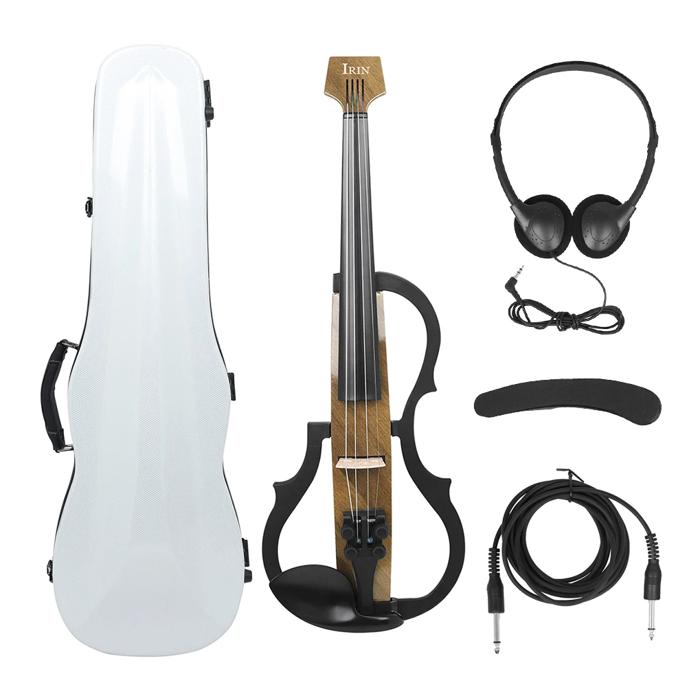 4/4 Electric Violin Headless Carbon Fiber Fiddle Professional Electric Violin With Bow Carry Case Headphone Cable Shoulder Rest