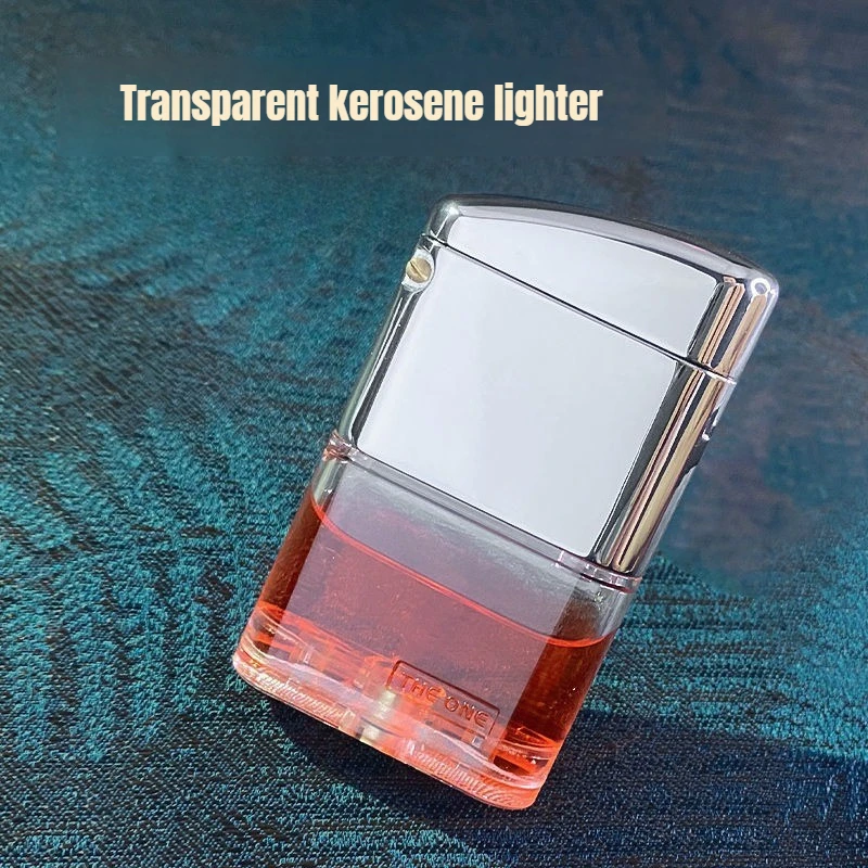 New Dye Grinding Wheel Model of Transparent Oil Tank Lighter Vintage Precision Grindstone High-quality Windproof Lighter