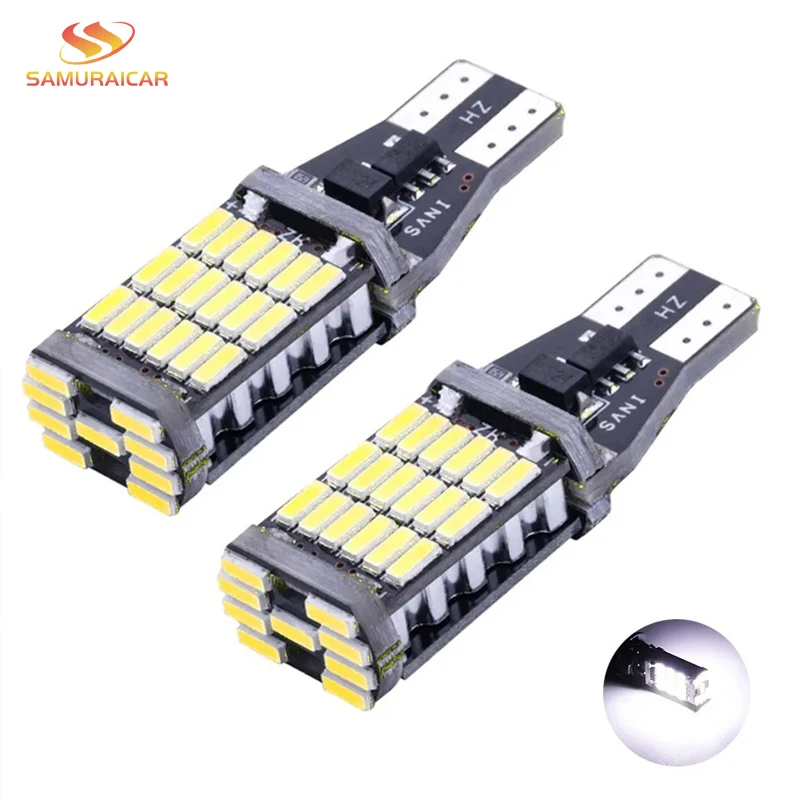 2 Stück T15 4014 45-Chip W16W LED-Rückfahrleuchten Canbus-Glühbirnen Ohne Fehlermeldung Hochleistungs-LED Canbus W16W Rot Bernstein Gelb