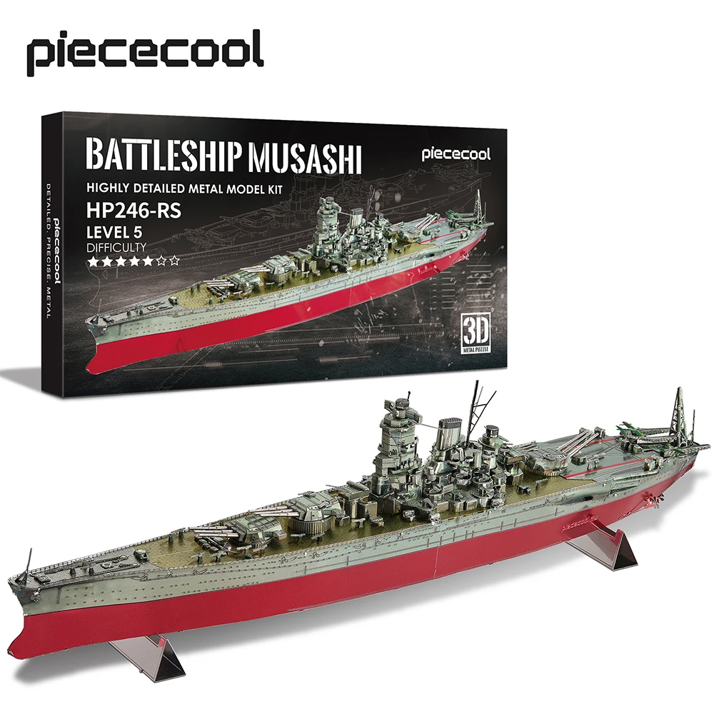 Piececool 3D Puzzles for Adult Musashi Battleship 3D Metal Model Kits Jigsaw DIY Building Blocks Brain Teaser Gifts for Adult