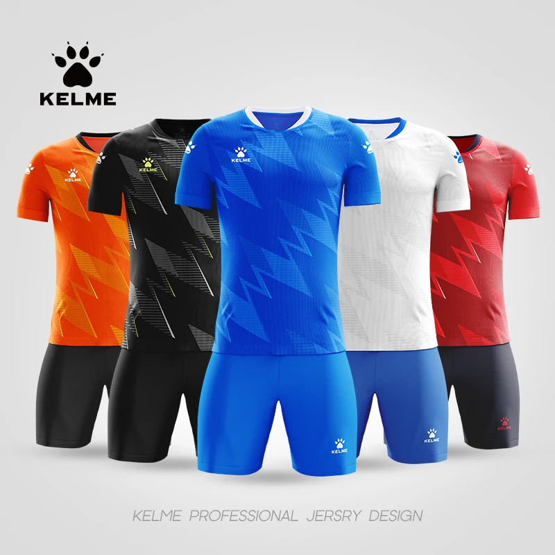 KELME Football Uniform Suit Male Adult Game Training Short-Sleeved Sports Uniform Jersey Custom 8251ZB1004