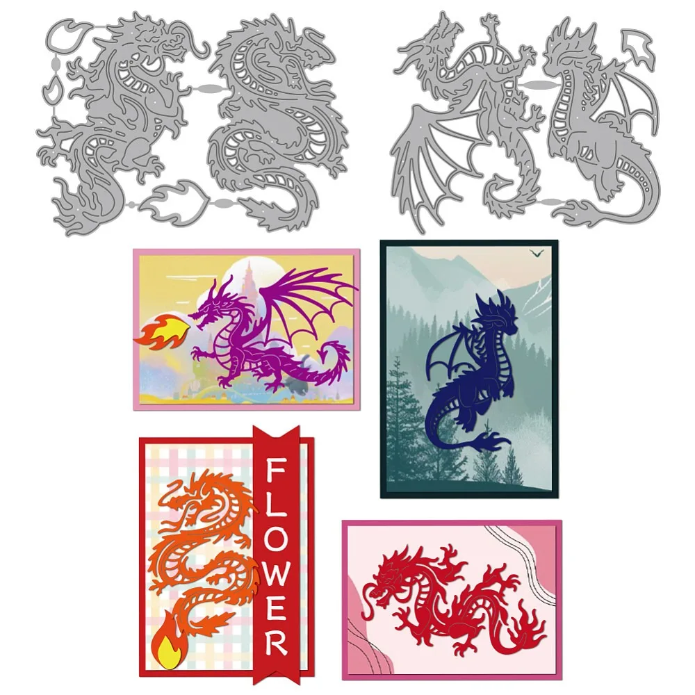 Dragon Carbon Steel Stanzschablonen für DIY Scrapbooking, Fotoalbum, dekorative Prägung, Papierkarten, 109 x 135 ~ 156 x 0,8 mm