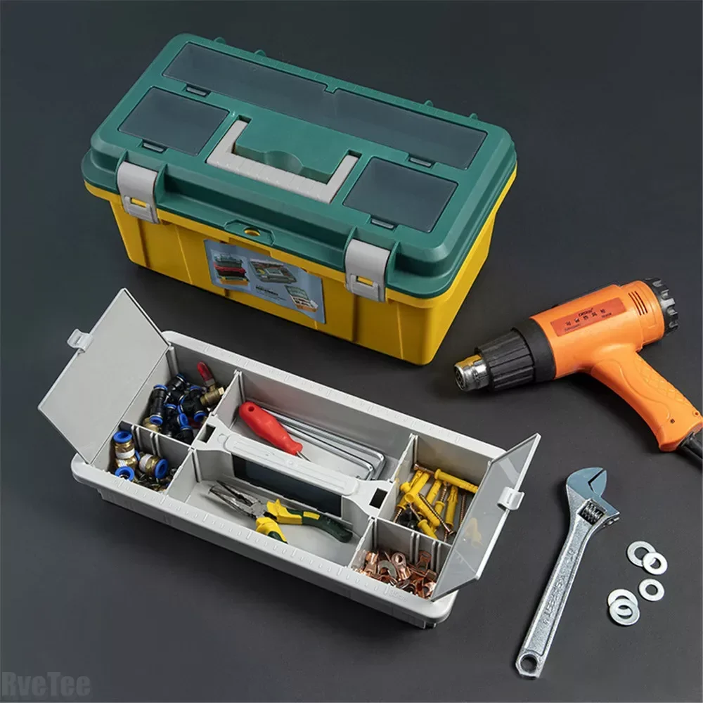 2024 New Double-layer Tool Box with Lid Dividers Garage Storage Screw Organizer Box Thickened Household Hardware Tools Case