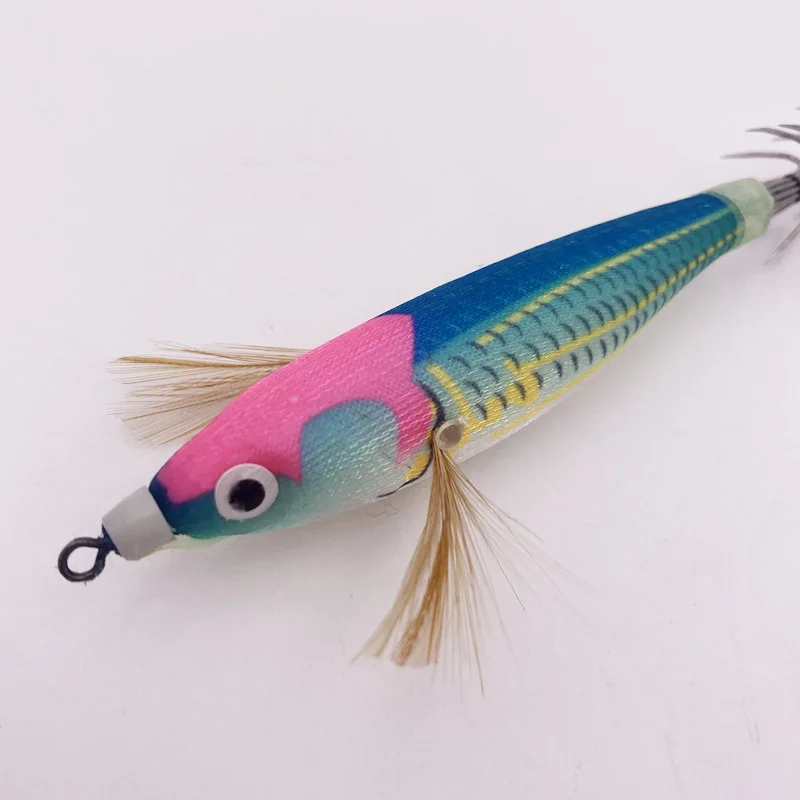 Imagem -04 - Artificial Squid Hook Jigs Noctilucent Lula Jigs Lures Spinnerbait Madeira Camarão para a Pesca Marítima Pcs