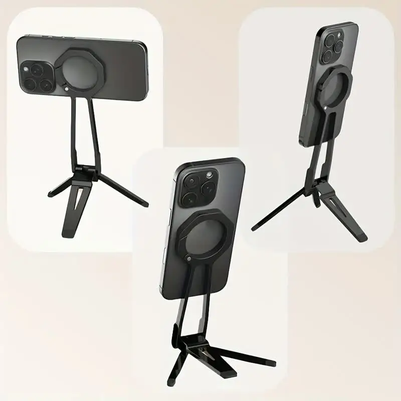 

Portable Magnetic 360° Rotating Phone Holder - Double-Sided Aluminum Magnetic Lock, Lightweight and Portable, Easy to Store