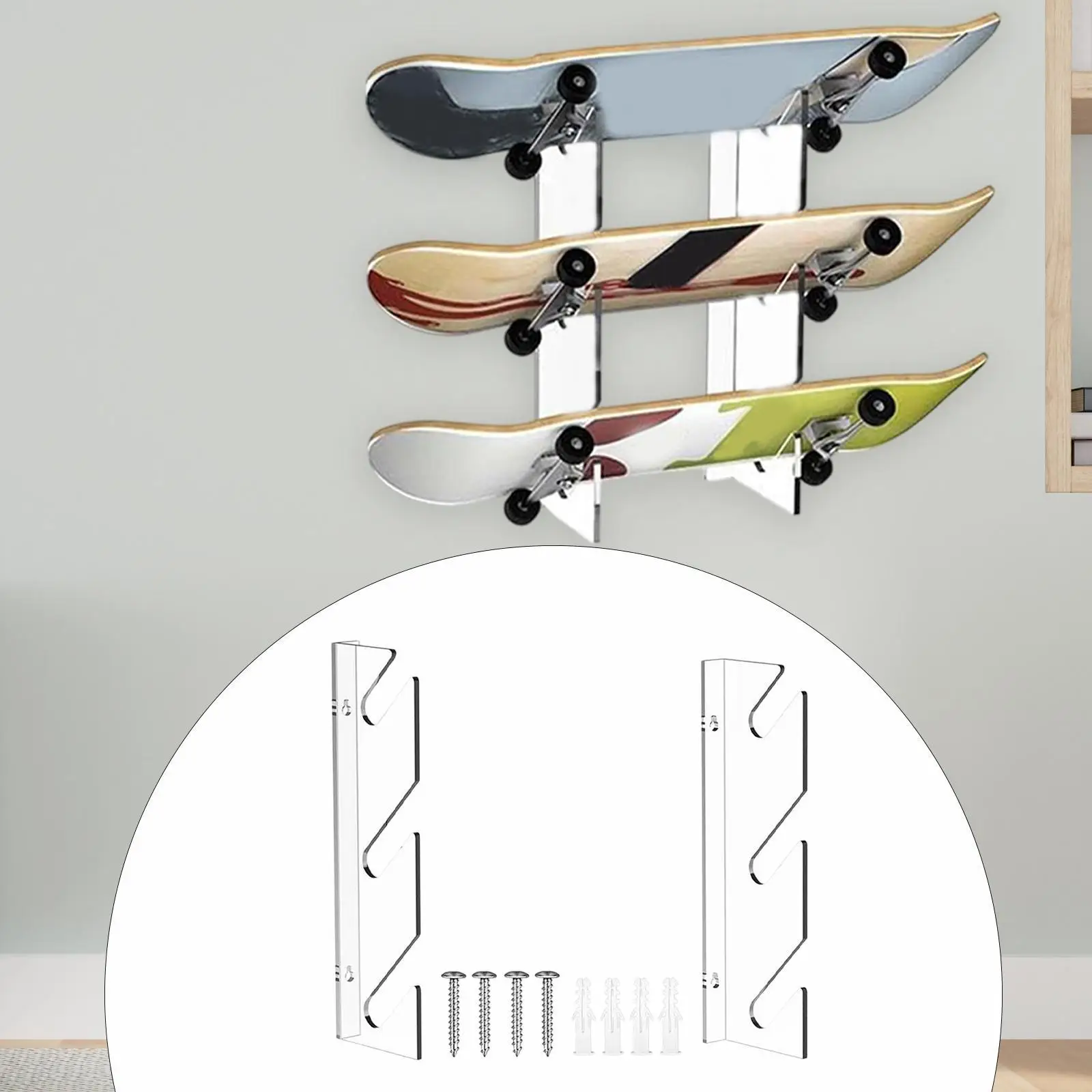 Skateboard Display Rack Horizontal Storage Bracket Multifunction 3 Tier Decoration Holder for Office Displaying Indoor Home
