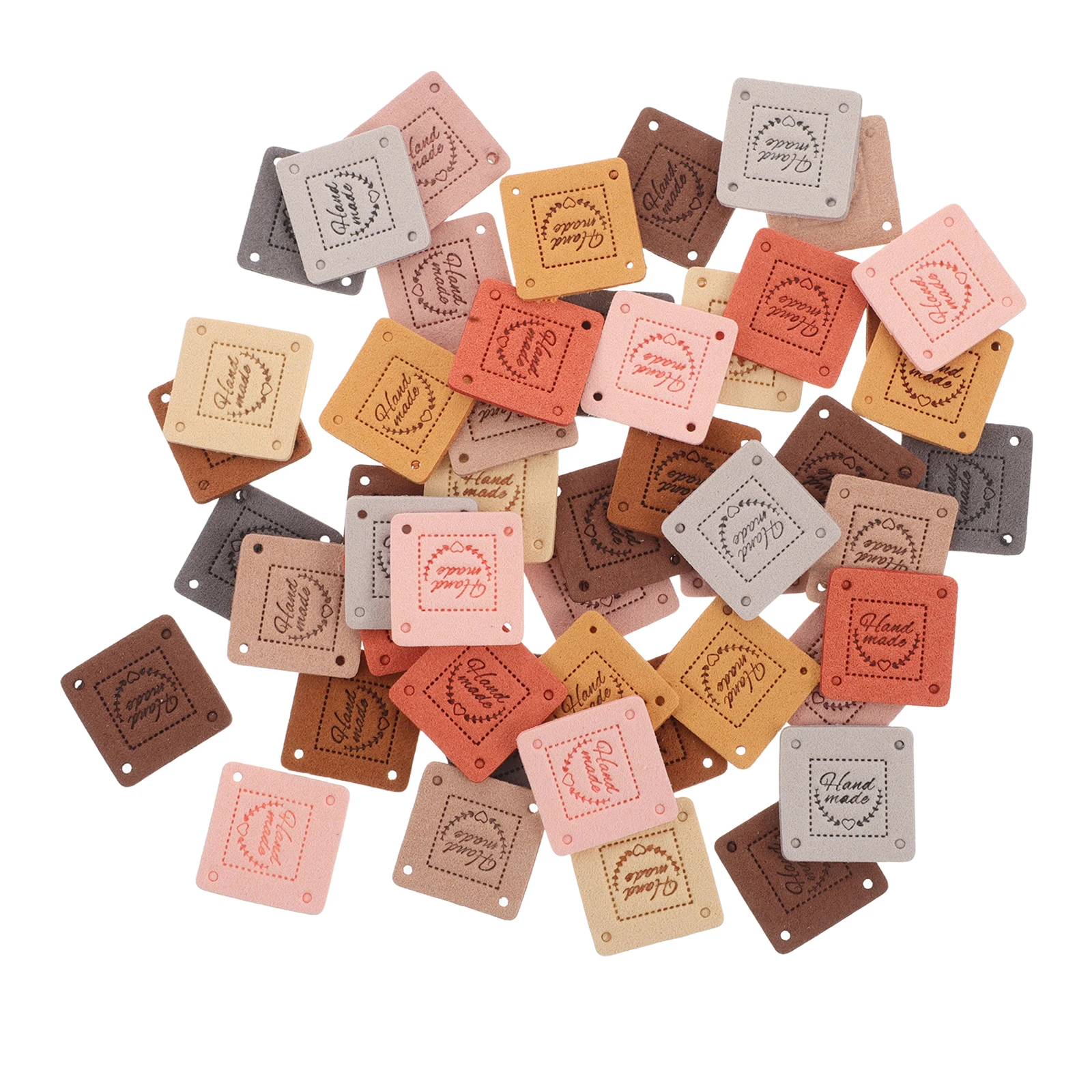 100 قطعة تسميات تنقش اليدوية الملونة علامات مربعة للملابس القبعات أكياس الخياطة اكسسوارات الكروشيه العلامات للسلع اليدوية