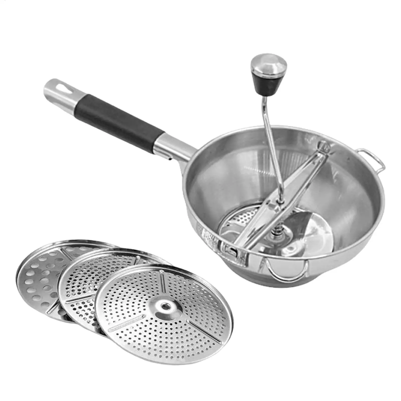 Food Grade Potato Masher Ricer Kitchen Tool Manual With 3 Replaceable Grinding Discs Shredder For Home Garlic Fruit Puree Tomato