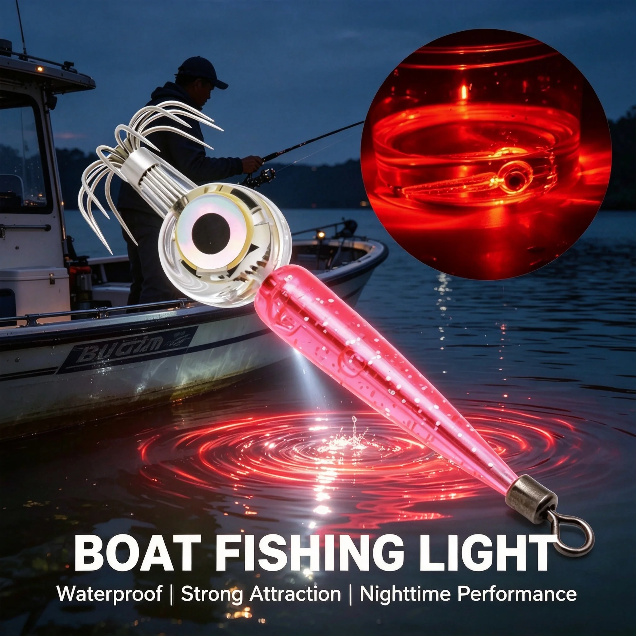 Dual-Use LED Electronic Squid Hook Glow Fishing Lure with Flashing Light for Shore Boat Deep-Water Octopus Cuttlefish Angling
