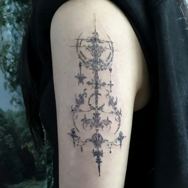 Herbal Cross Temporary Tattoos for Woman Arm Leg Sexy Fake Tattoo Waterproof Dark Art Tattoo Sticker Tatuajes Temporales