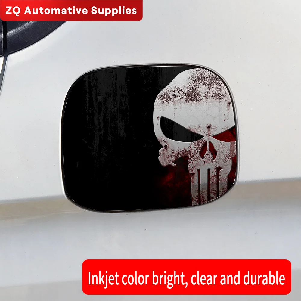 Terrible Punisher Skull Car Sticker Refueling Cap Fuel Tank Cap Cover Waterproof Sunscreen Sticker Vinyl Decal Accessories