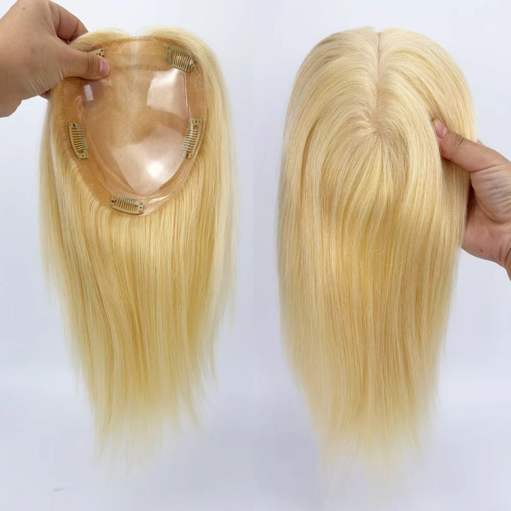 شقراء بيروك الحرير قاعدة توبر ريمي الشعر البشري سيليكون فروة الرأس الشعر المستعار للنساء لتقوم بها بنفسك اللون 150% كثافة سميكة غرامة هيربيسي