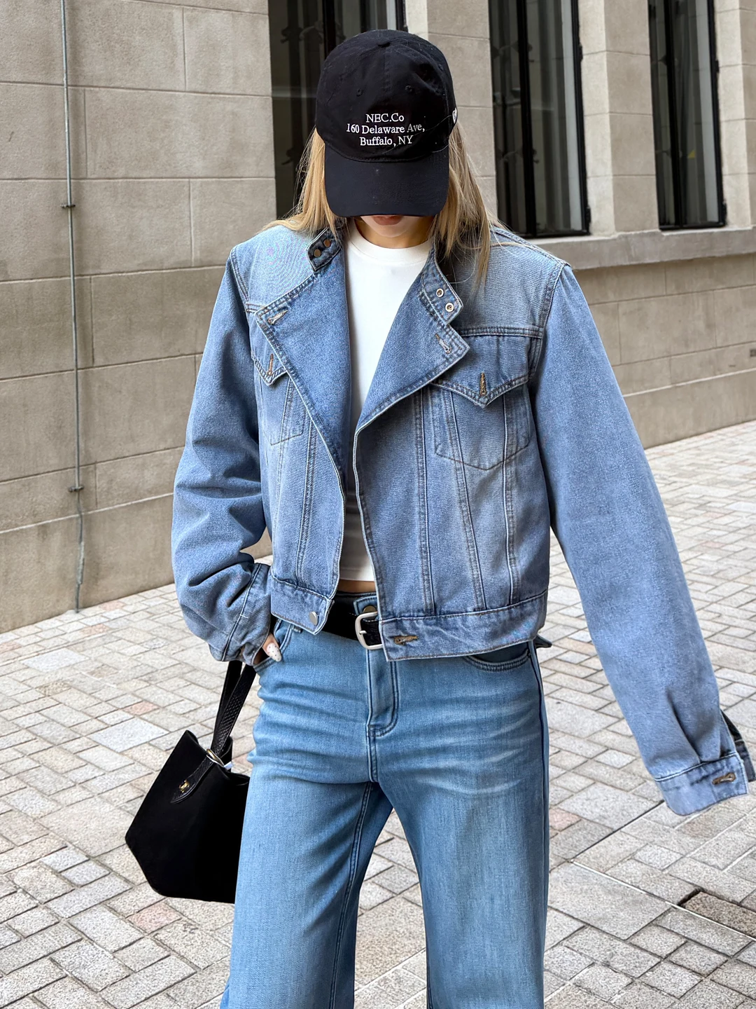 

Slimming Effect Vintage Waed ort Blue Denim Jaet Women's Faionable Heavy Embellied Casual irt Girls' Winter Outer...