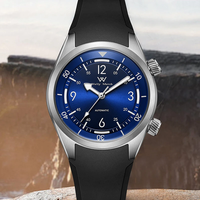 ساعة WM ساعات آلية أوتوماتيكية مقاومة للماء كلاسيكية كاجوال لرجال الأعمال ساعة Welly Merck WM089M