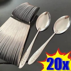 5/20pcs Silver Teaspoon Stainless Steel Flatware Milk Coffee Soup Rice Dinner Dessert Watermelon Spoons Tableware Kitchen Tools