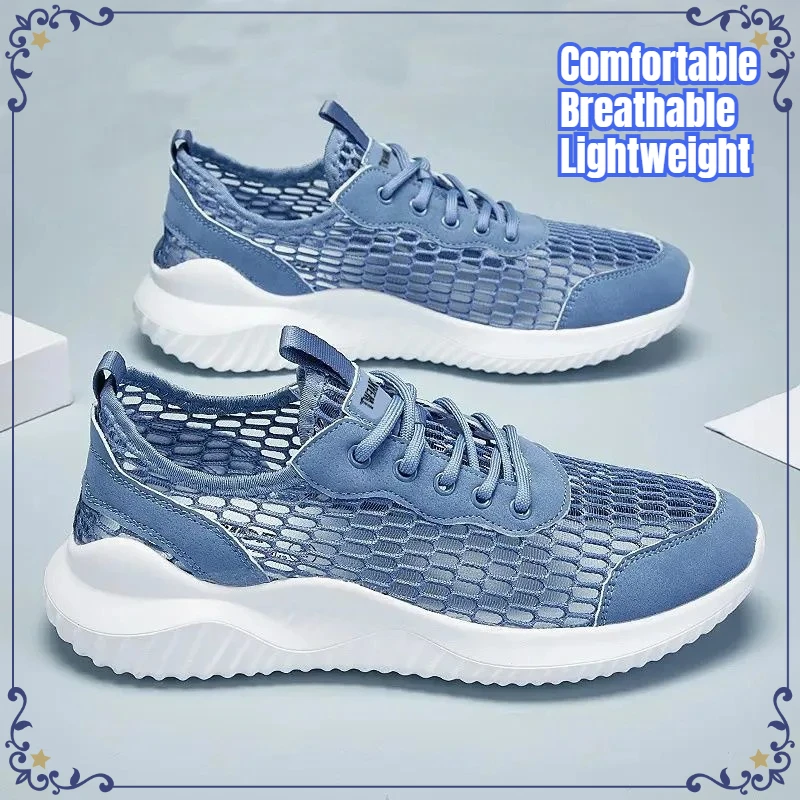 

Новые летние мужские туфли с сетчатым верхом, дышащие, легкие, повседневные, удобные, тонкие спортивные кроссовки, нескользящие прогулочные туфли для мужчин