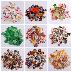 15-30mm Various Retro Cartoon Style Mixed Wooden Round Buttons 2 Holes Handwork Sewing DIY Kids Clothes Craft Accessories