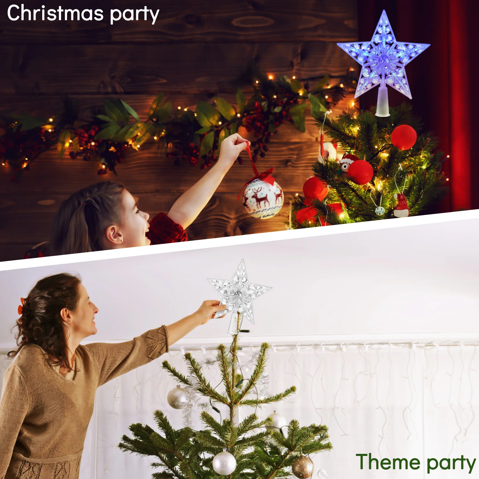 

Christmas Tree Star for Xmas Decorations Outdoor White Lighted Topper Hat