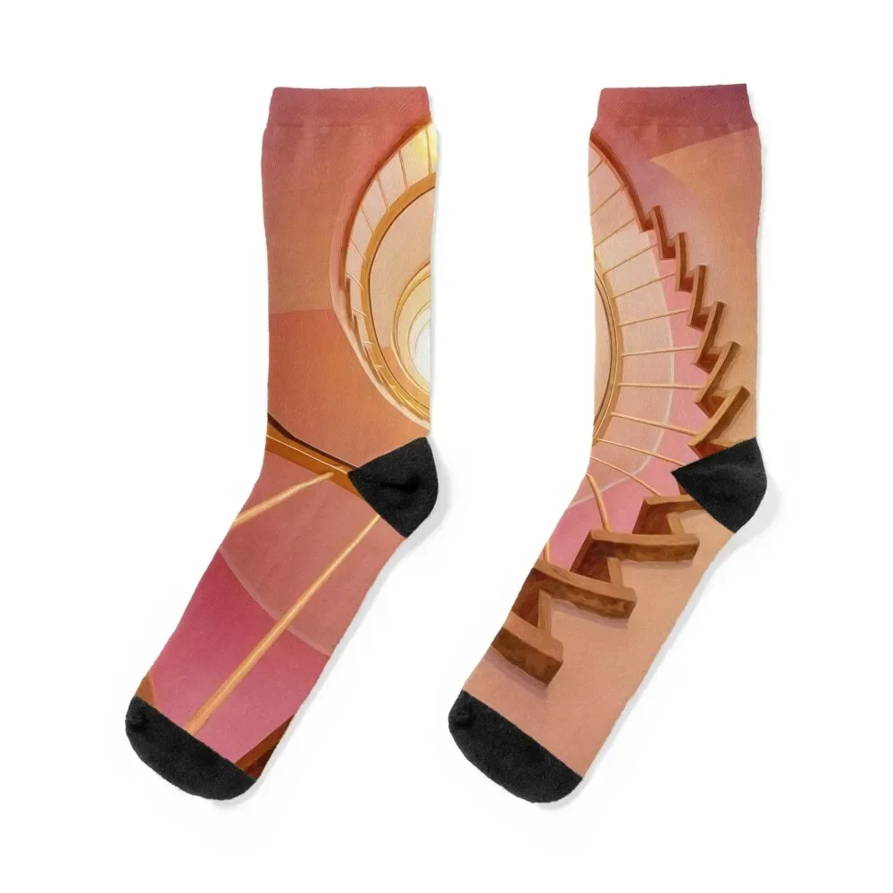 

Stairway Light SpirAL Pink Home Architecture Socks cotton set Children's Socks Men Women's