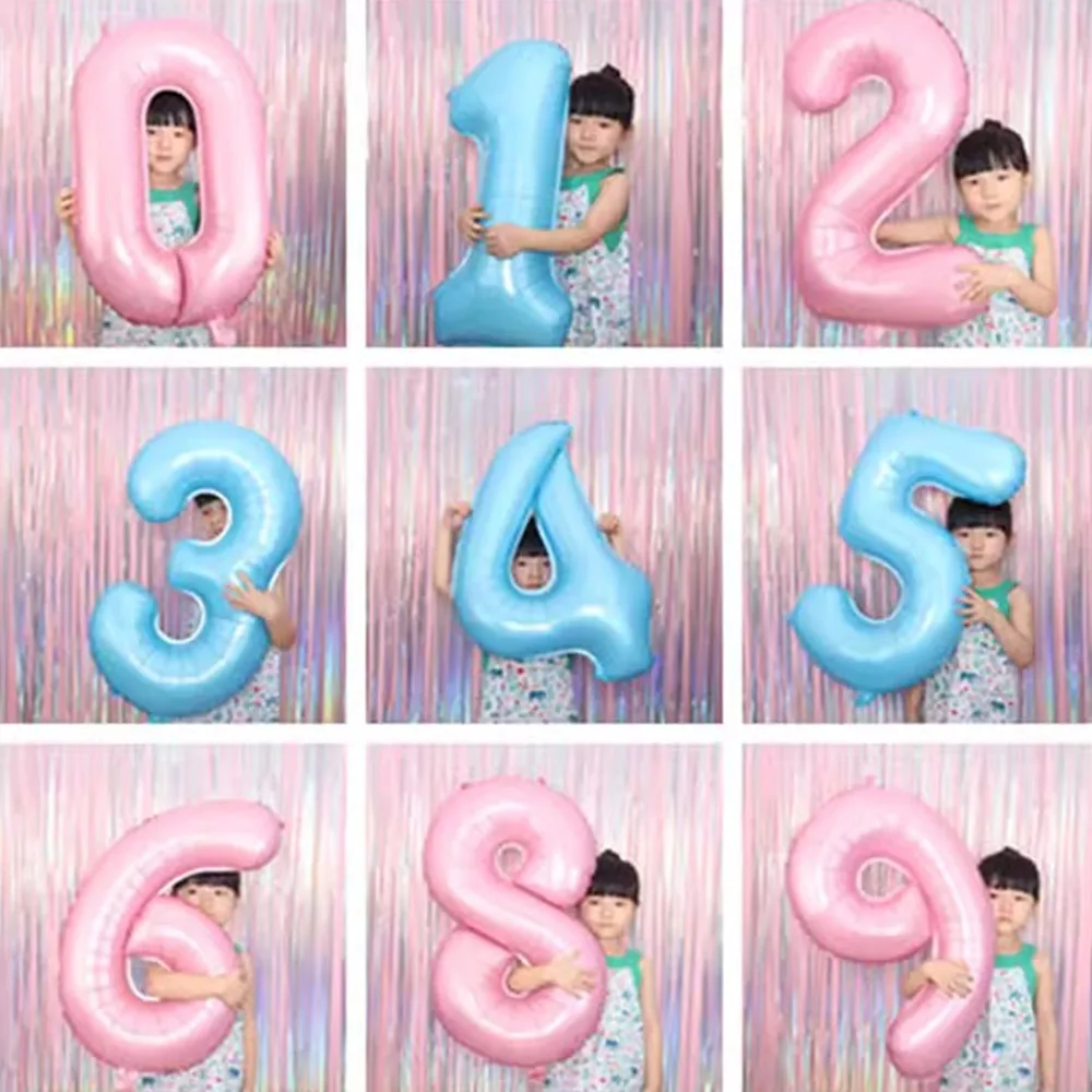 

1Pcs 40 inch Pearl Pink Pearl Blue Numeral Slim Body American Version Aluminum Film Balloon Birthday Party Decoration